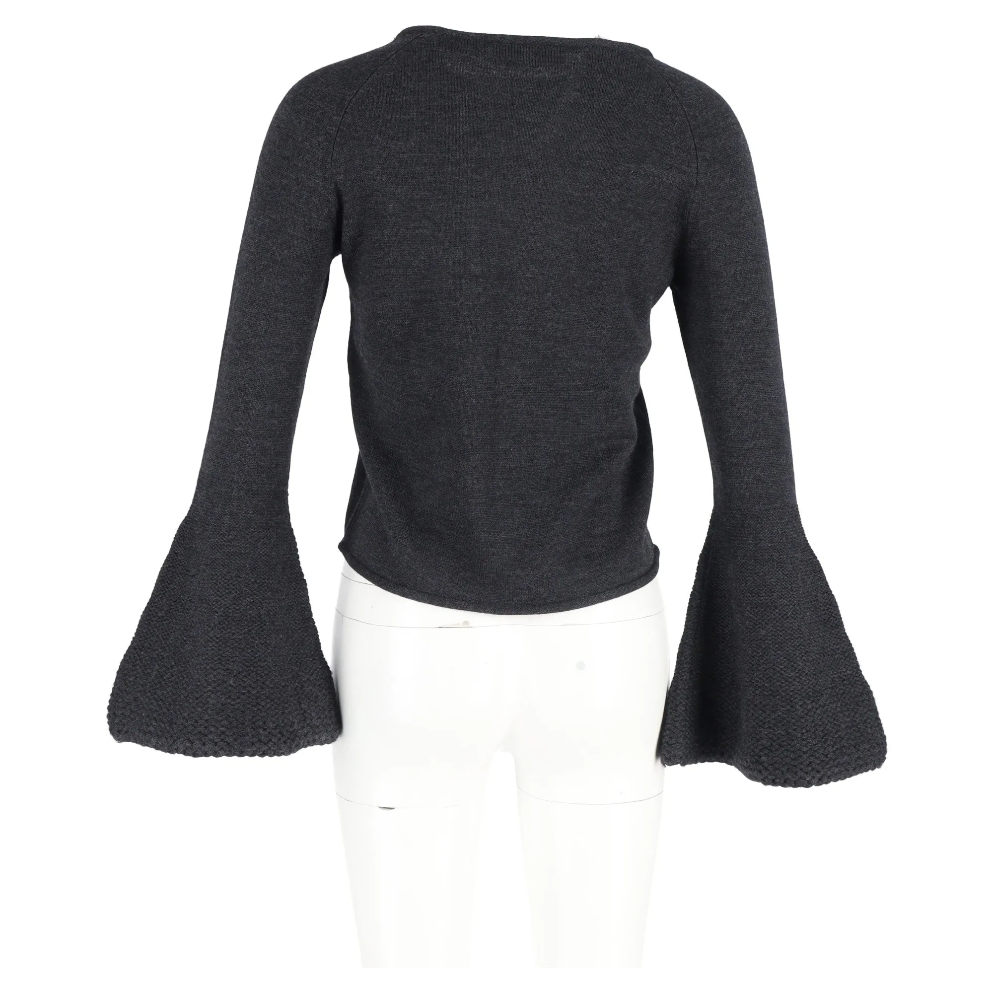 Co Flared Sleeve Sweater in Grey Wool