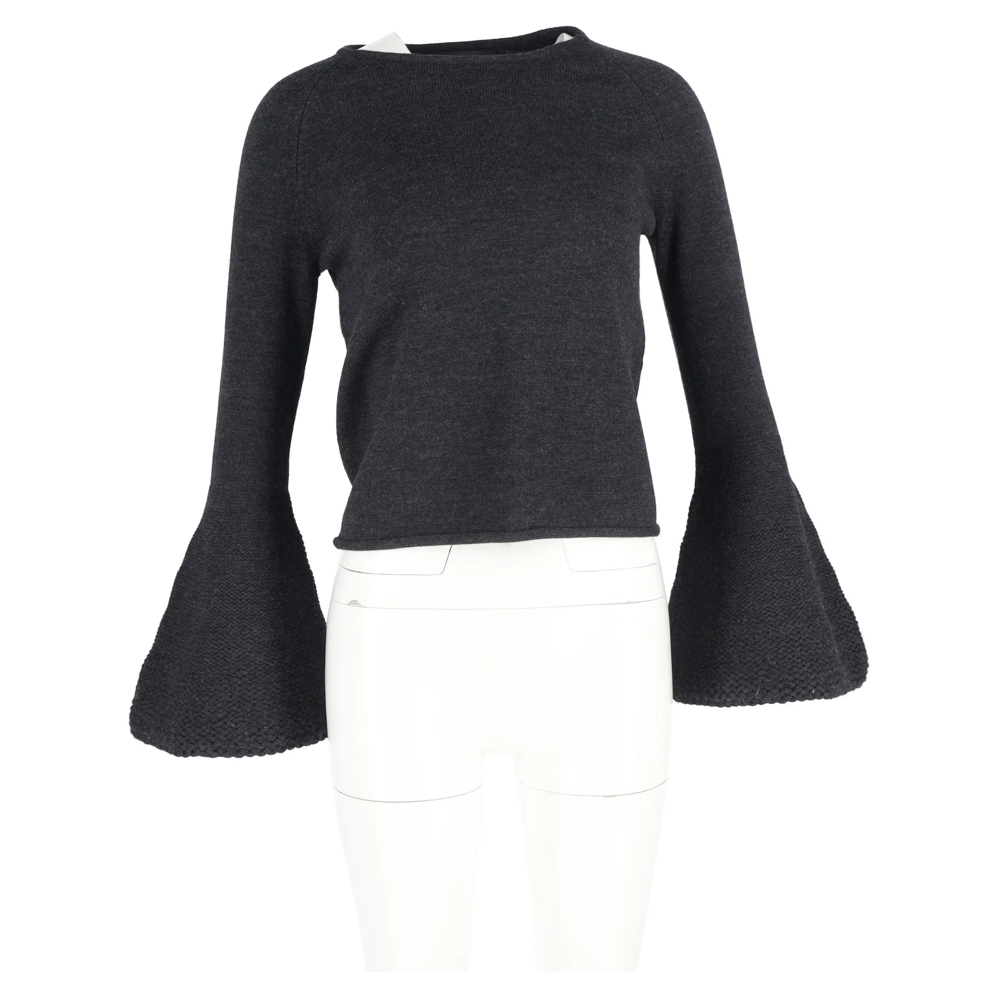 Co Flared Sleeve Sweater in Grey Wool