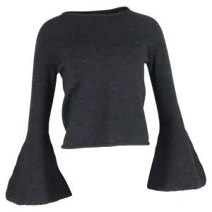 Co Flared Sleeve Sweater in Grey Wool