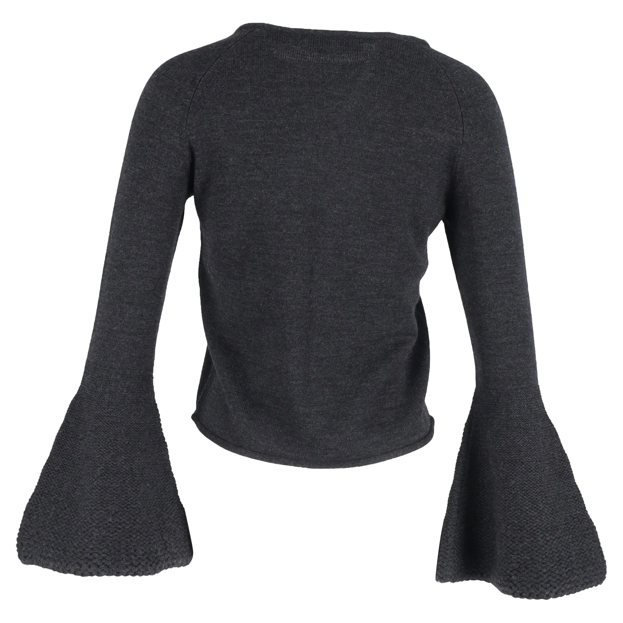 Co Flared Sleeve Sweater in Grey Wool