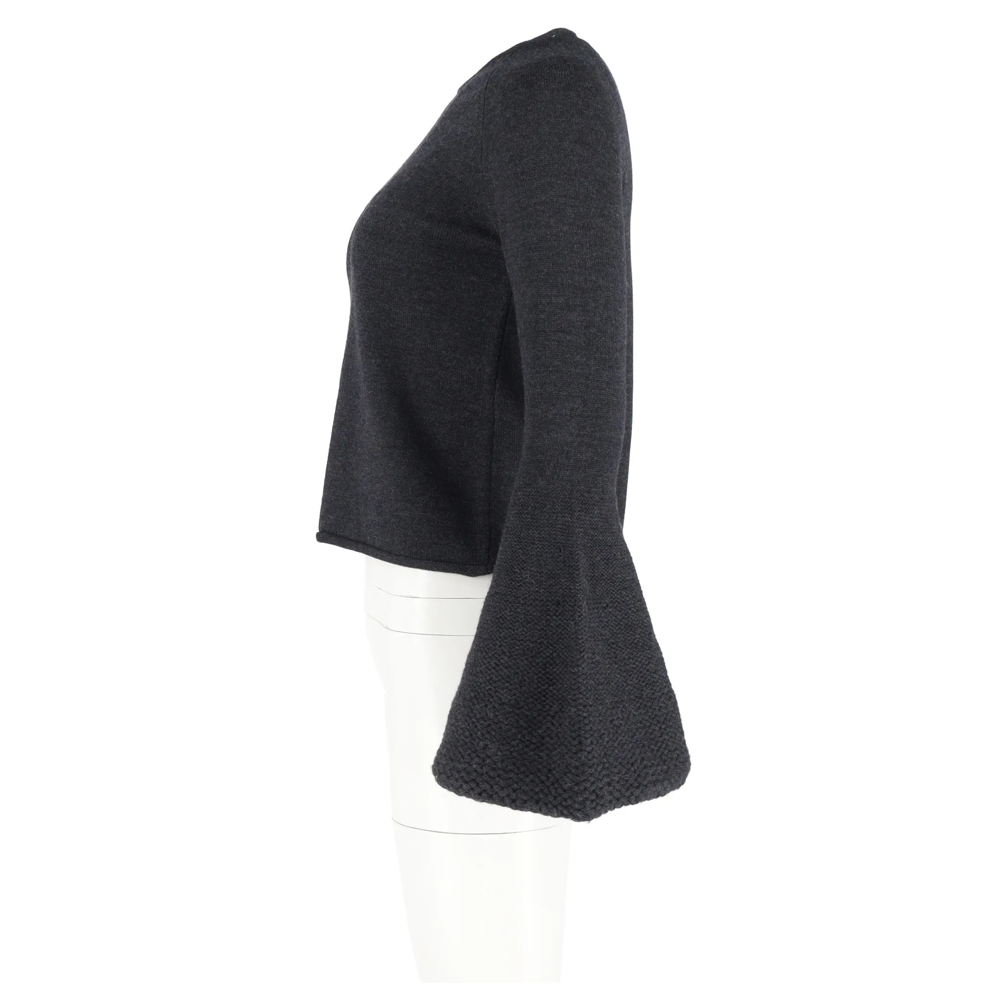Co Flared Sleeve Sweater in Grey Wool