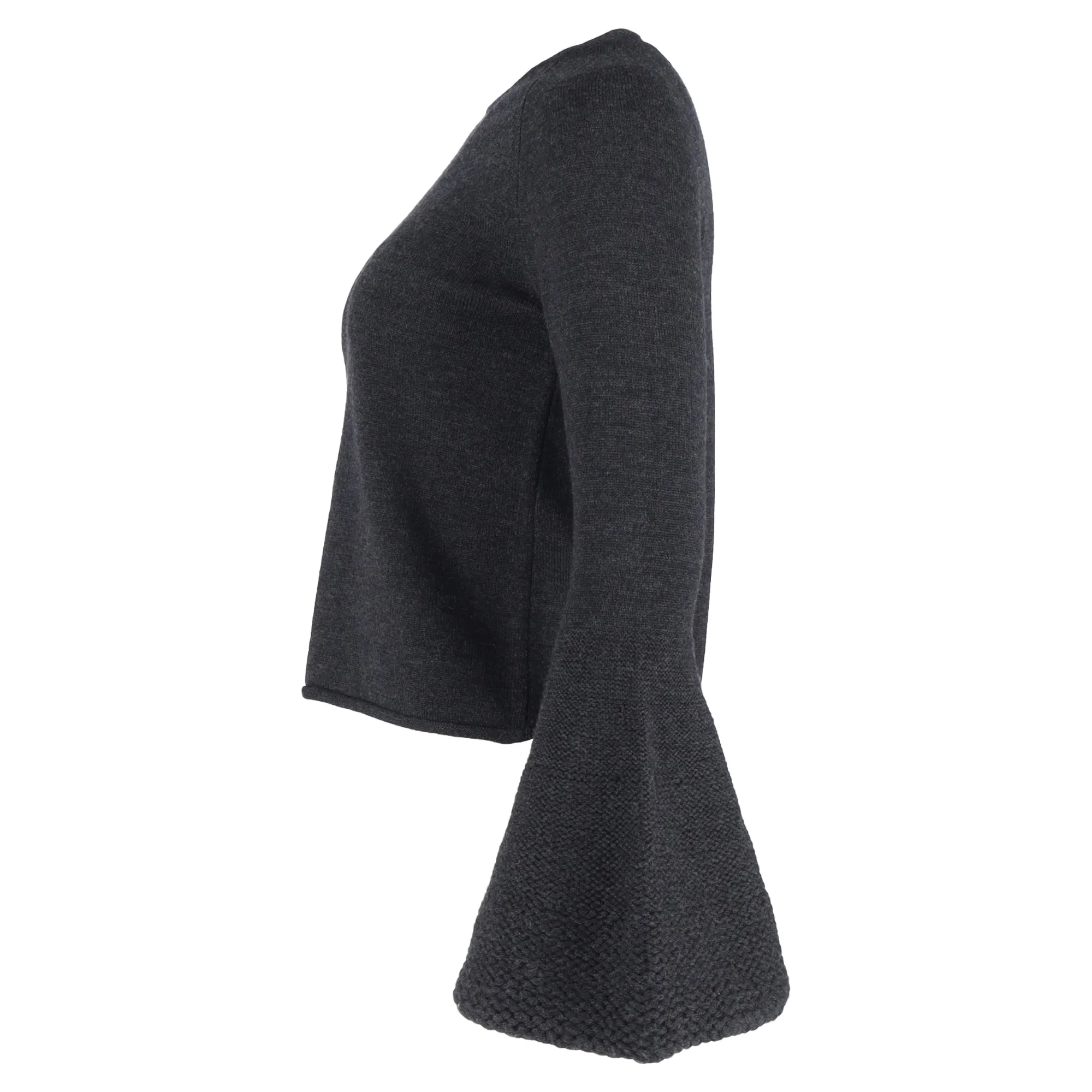 Co Flared Sleeve Sweater in Grey Wool