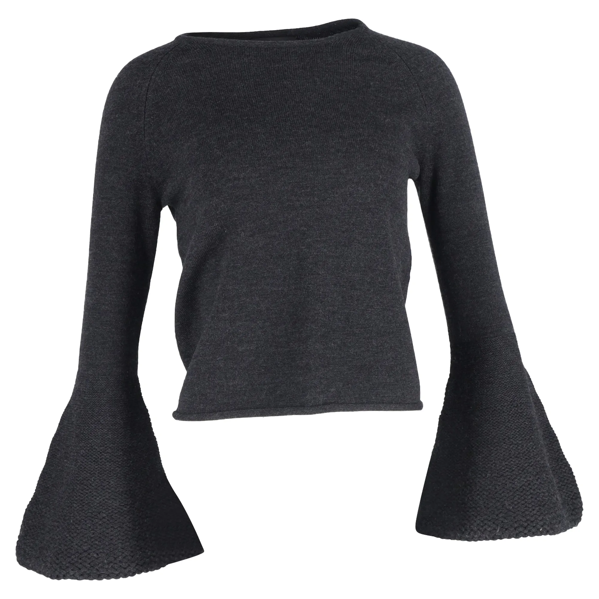 Co Flared Sleeve Sweater in Grey Wool