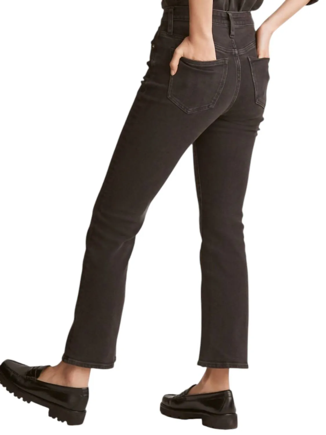 Coated Kickout Crop Jeans In Black