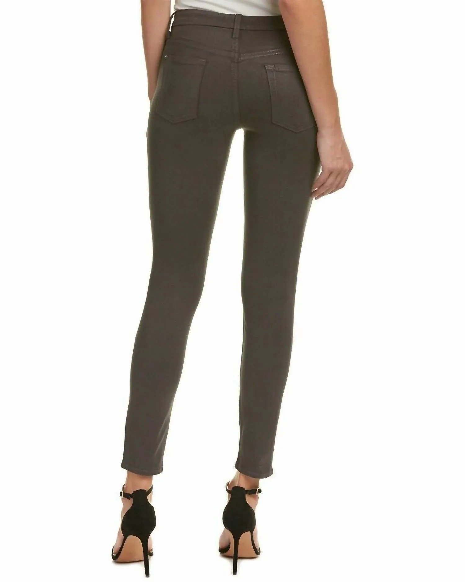 Coated Skinny Distressed Jeans In Gray