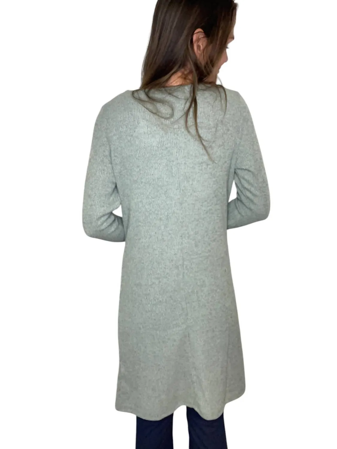 Colbie Ribbed Cardigan In Sage