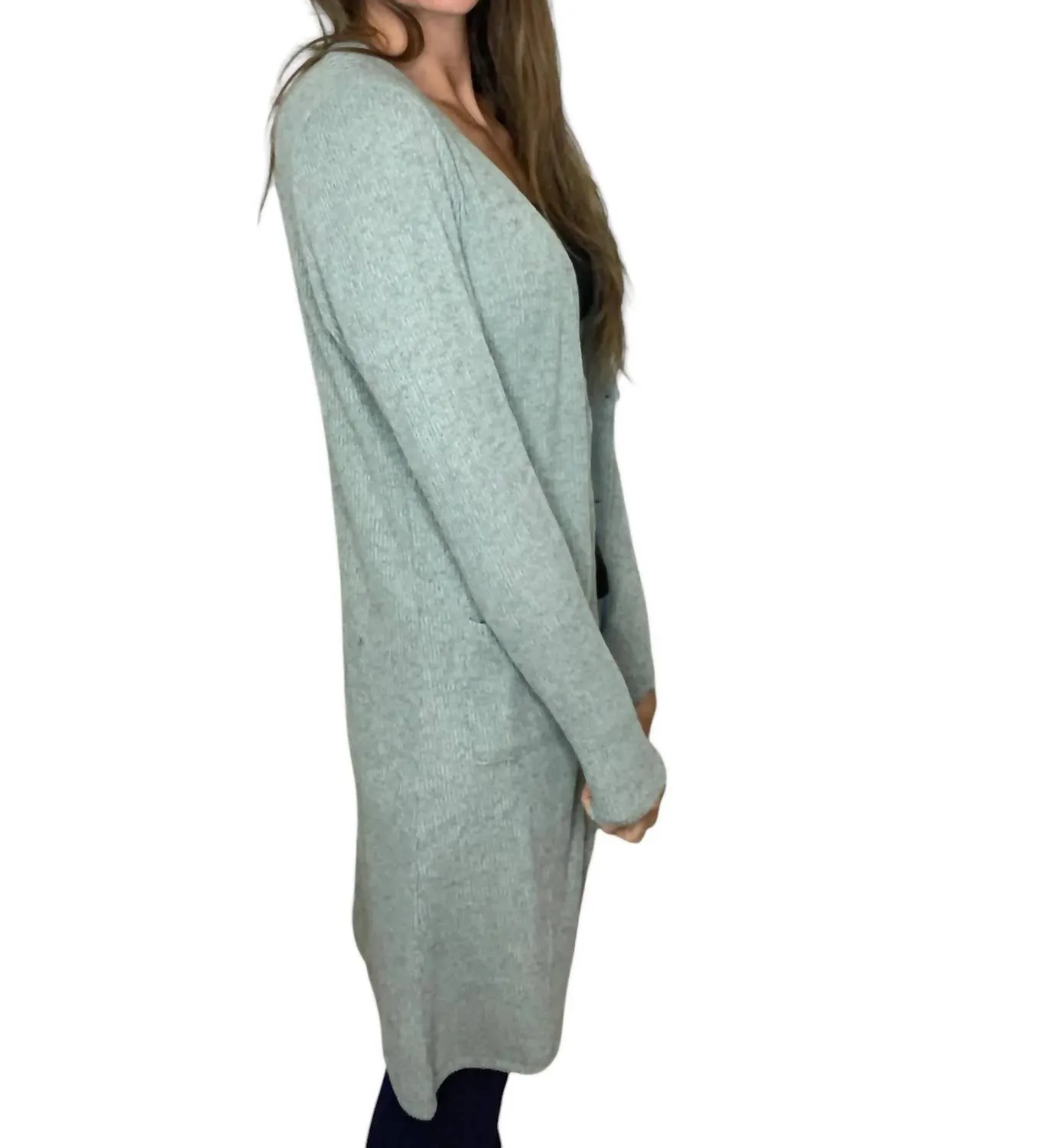 Colbie Ribbed Cardigan In Sage