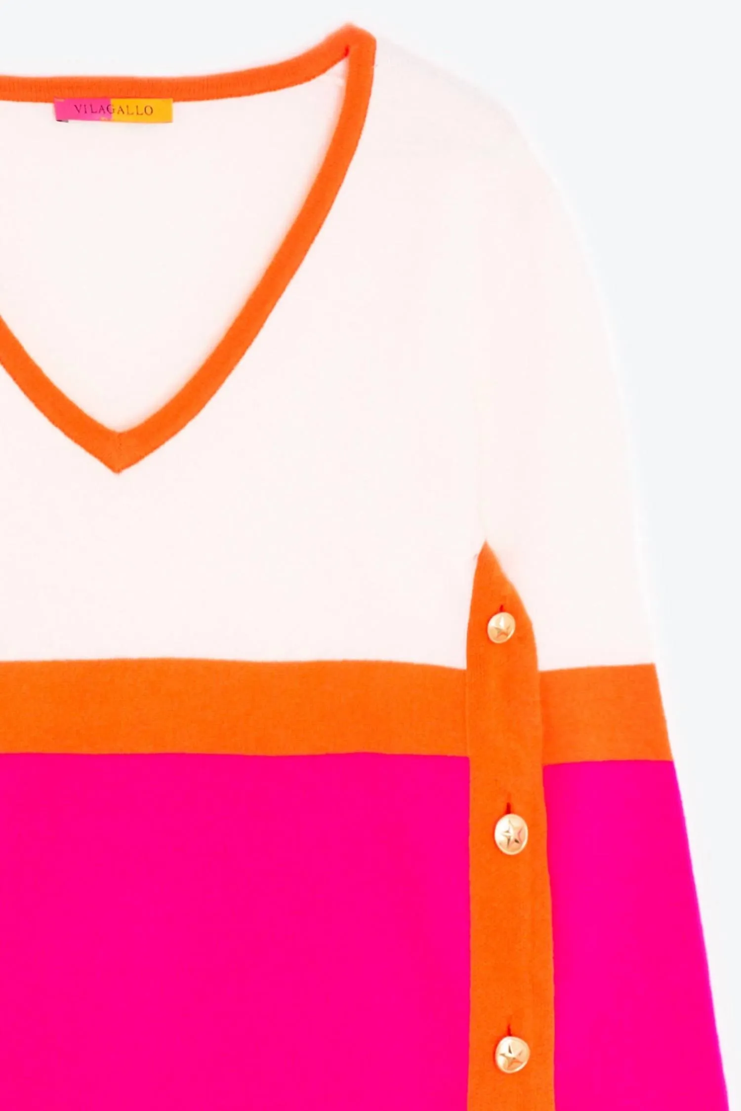 Color Block Sweater In White Multi