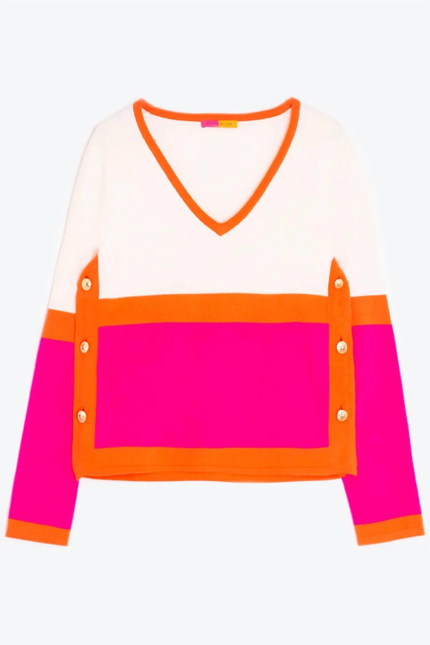 Color Block Sweater In White Multi