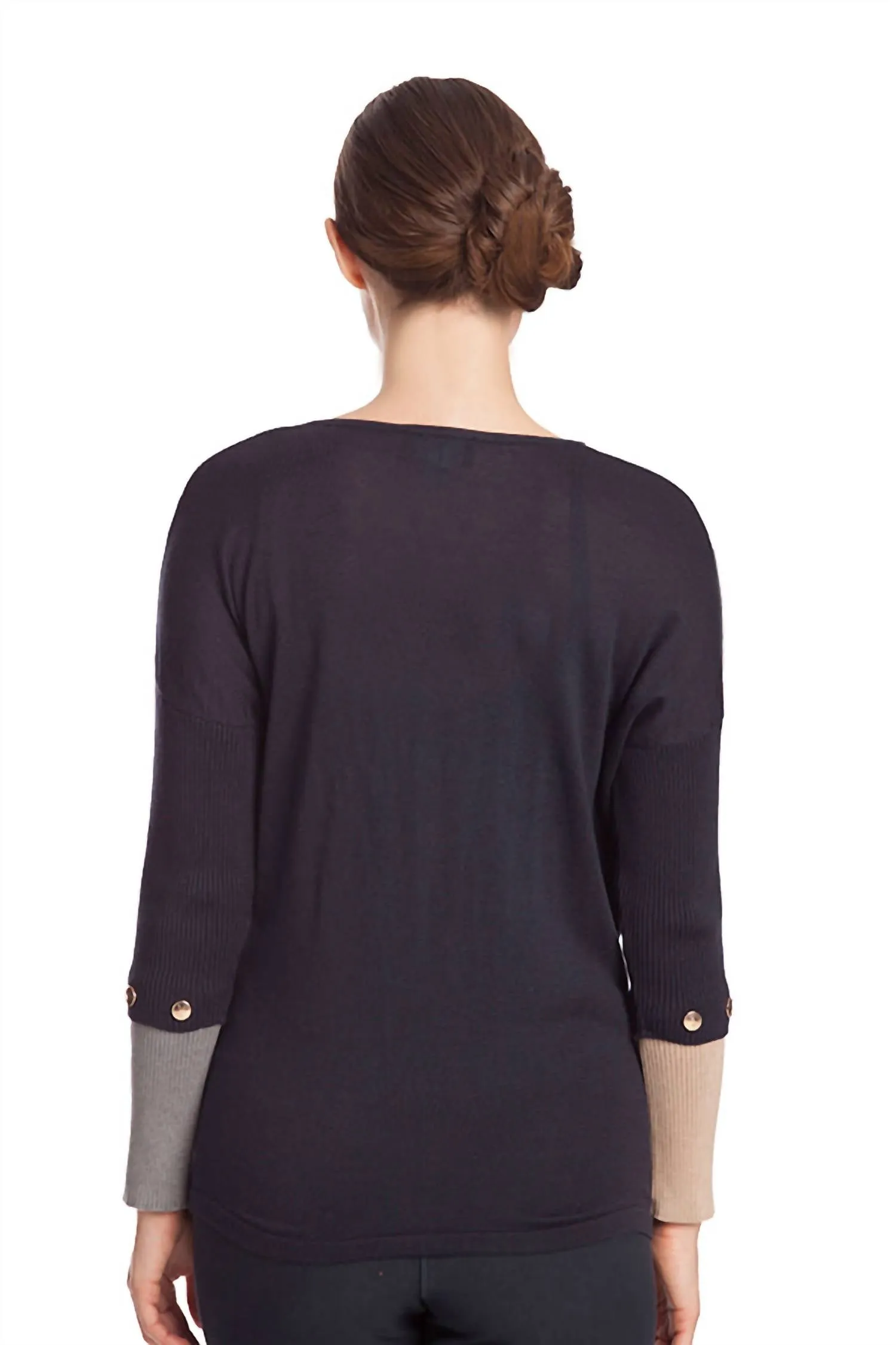 Color Block V-Neck Sweater In Navymulti