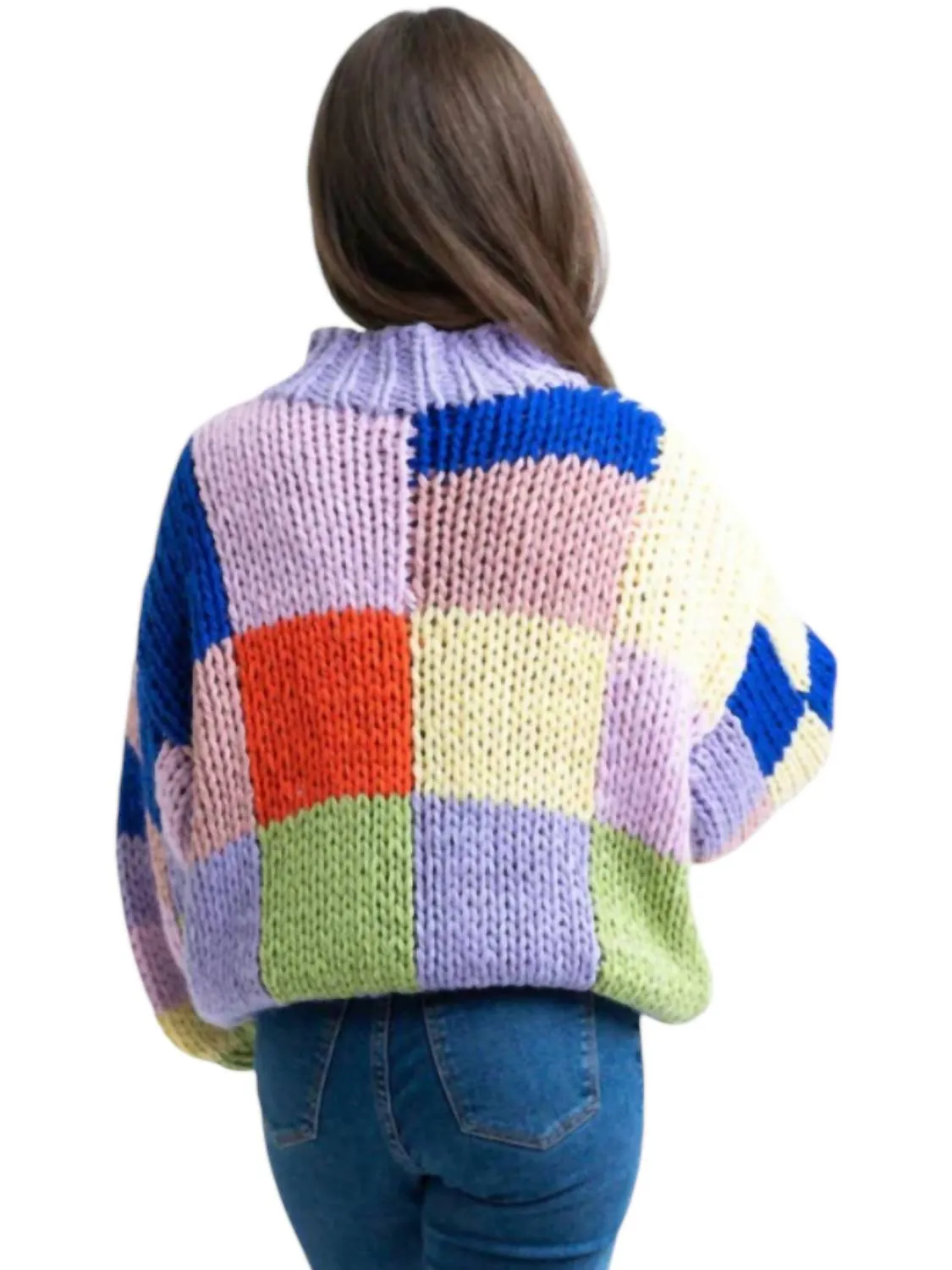 Colorblock Crochet Mock Sweater In Multi Color