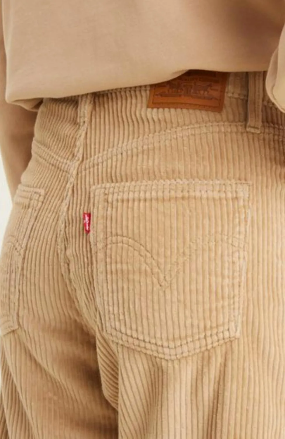 Corduroy Ribcage Straight Ankle Pants In Granola