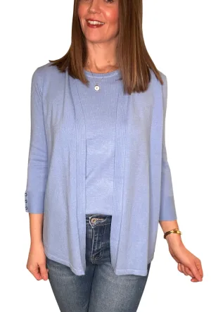 Cornflower Open Front Cardigan In Blue