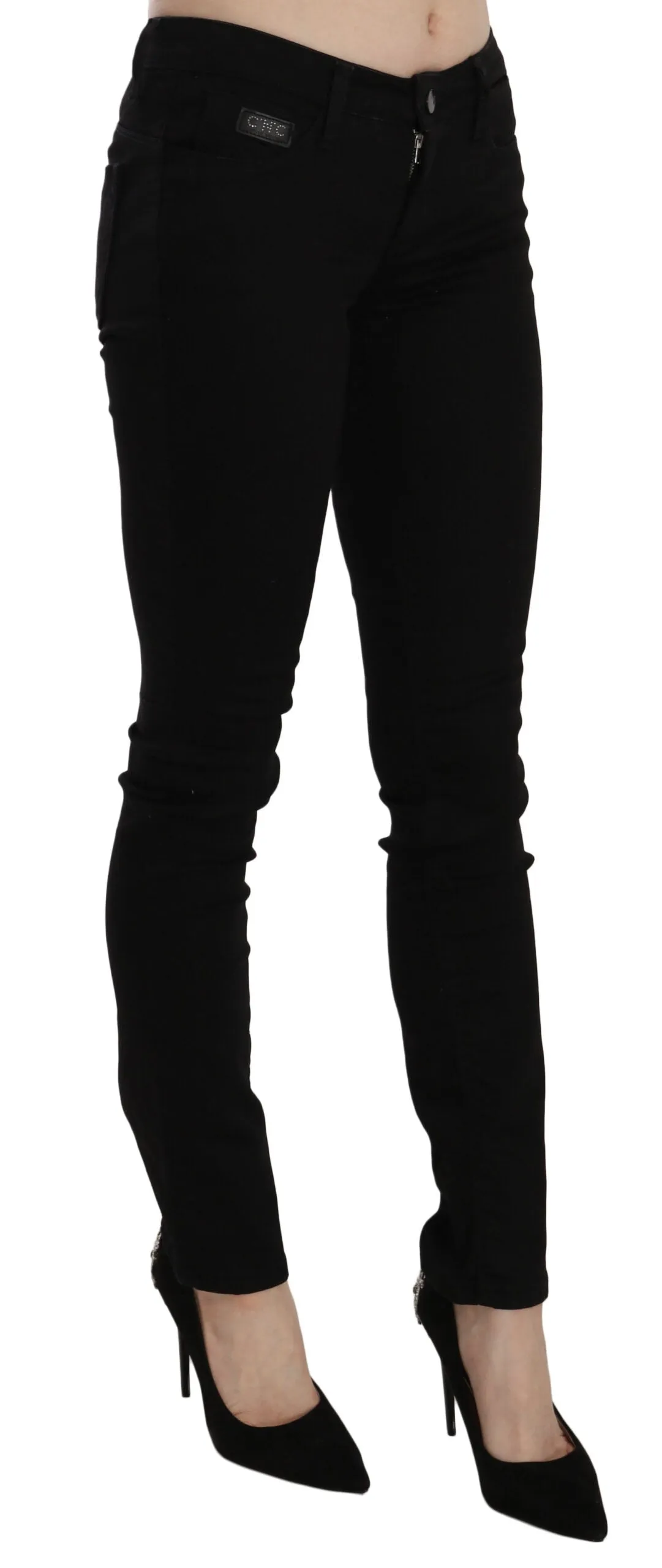 Costume National  Sequined Mid Waist Slim Fit blue Women's Jeans