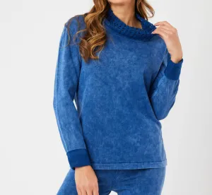 Cowl Neck Sweater In Denim