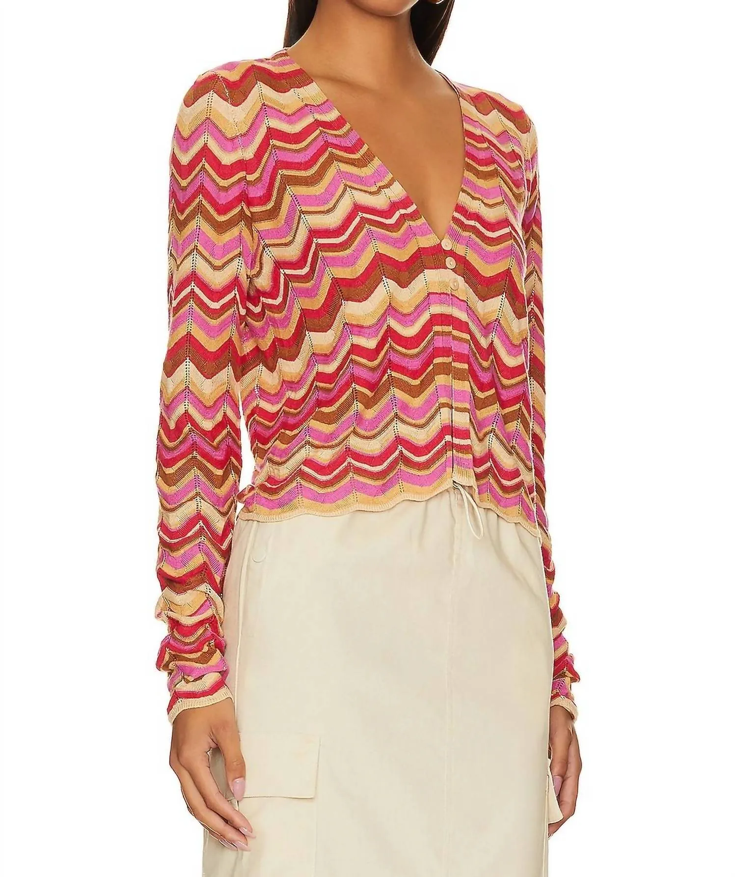 Coza Cardi Top In Stripe