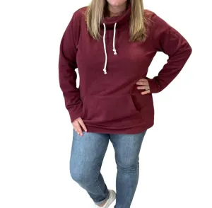 Cozy Cowl Neck Sweatshirt - Fall Colors In Burgundy