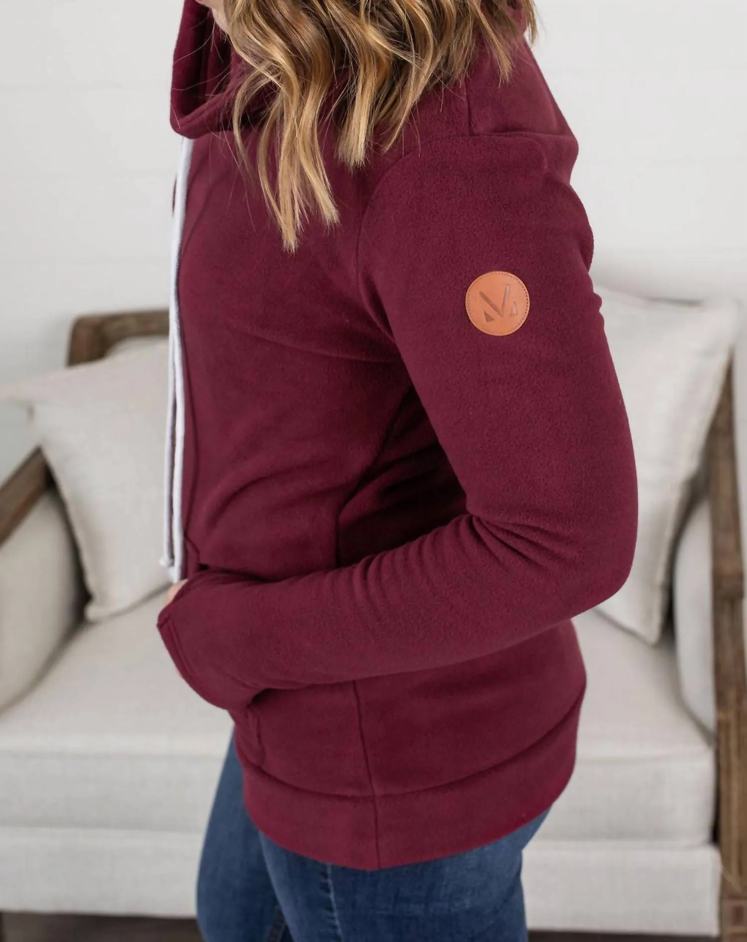 Cozy Cowl Neck Sweatshirt - Fall Colors In Burgundy