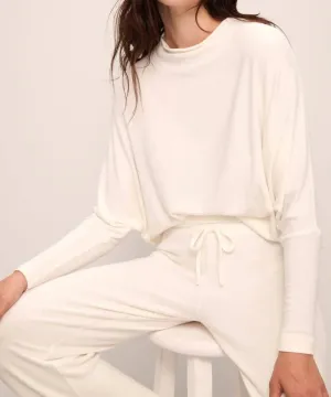 Cozy Time Mock Neck Pullover In Ivory