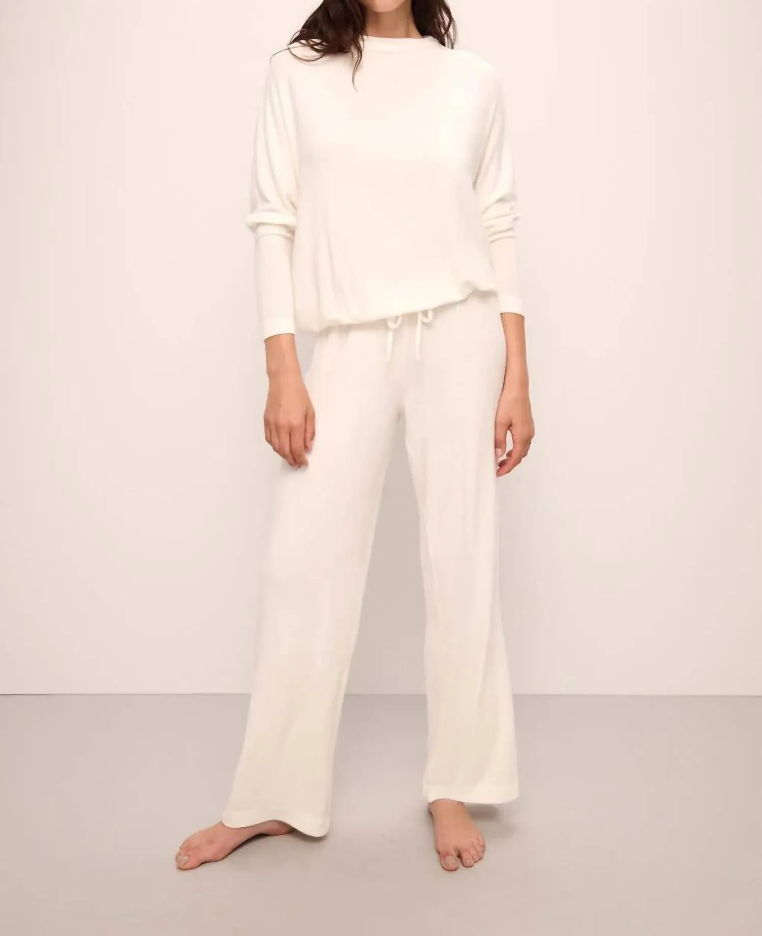 Cozy Time Mock Neck Pullover In Ivory