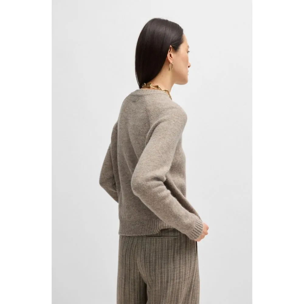 Crew-neck sweater in stretch fabric
