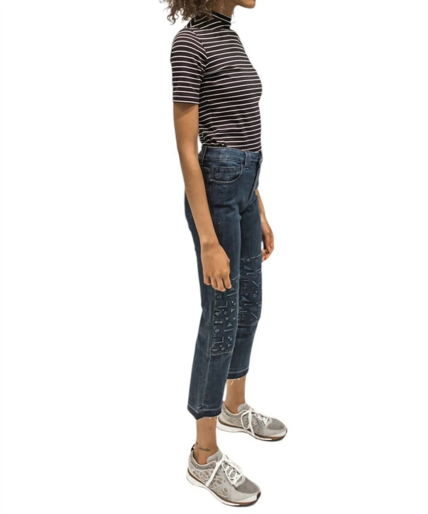 Cropped Flare Floating Shapes Jean In True Blue