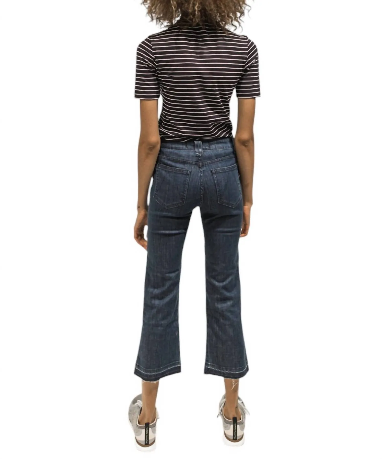 Cropped Flare Floating Shapes Jean In True Blue