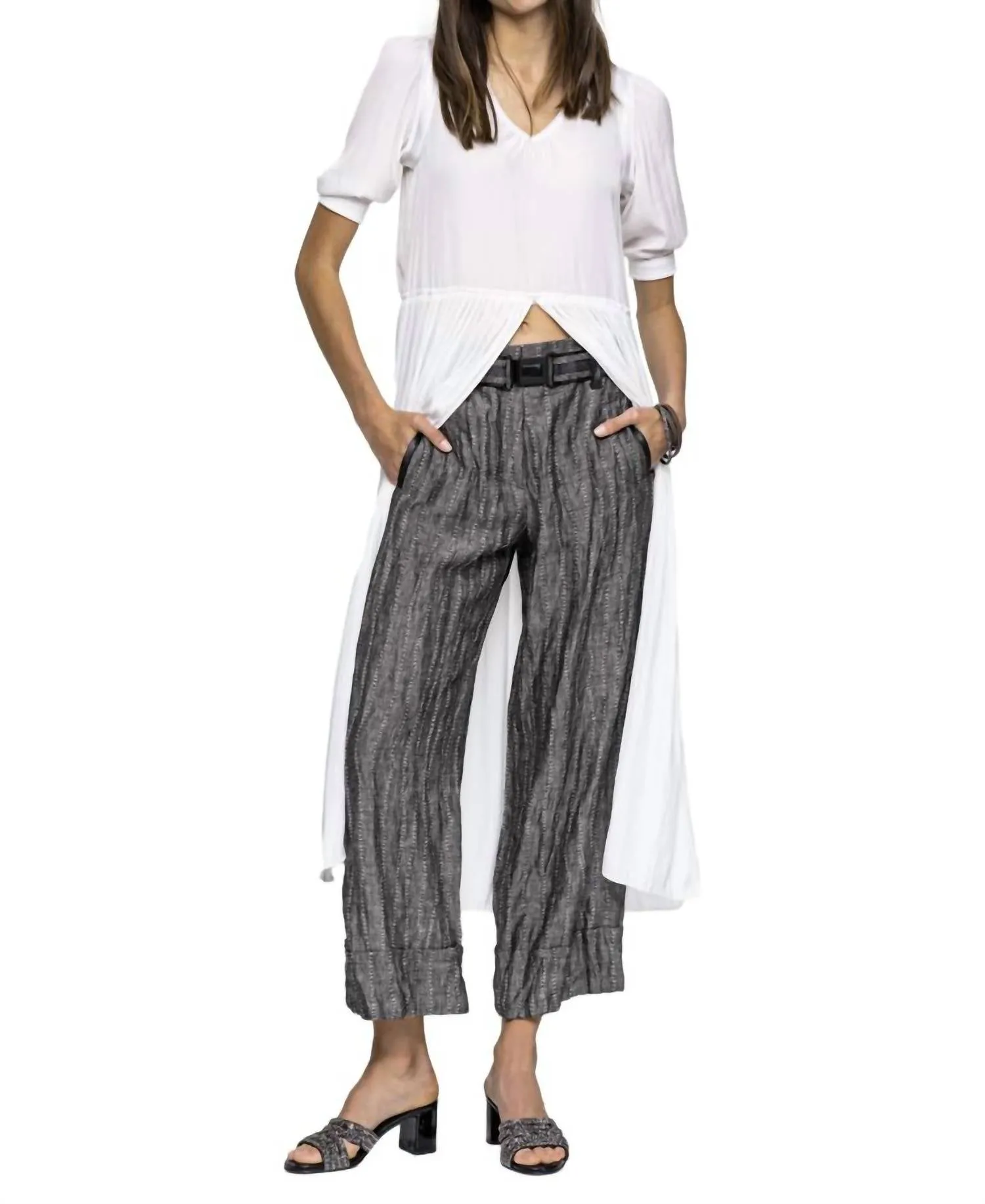 Cullotte Stripe Pant In Grey