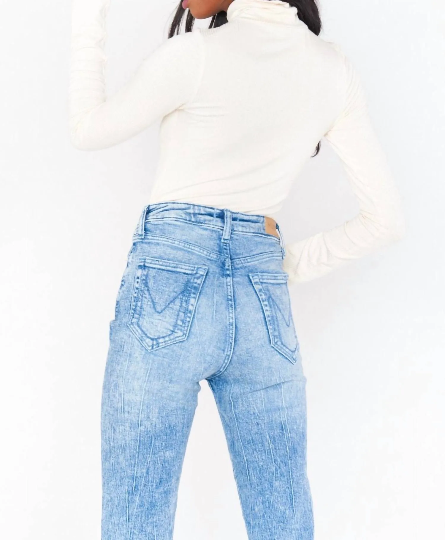 Danica Turtleneck Top In Cream Rib Knit