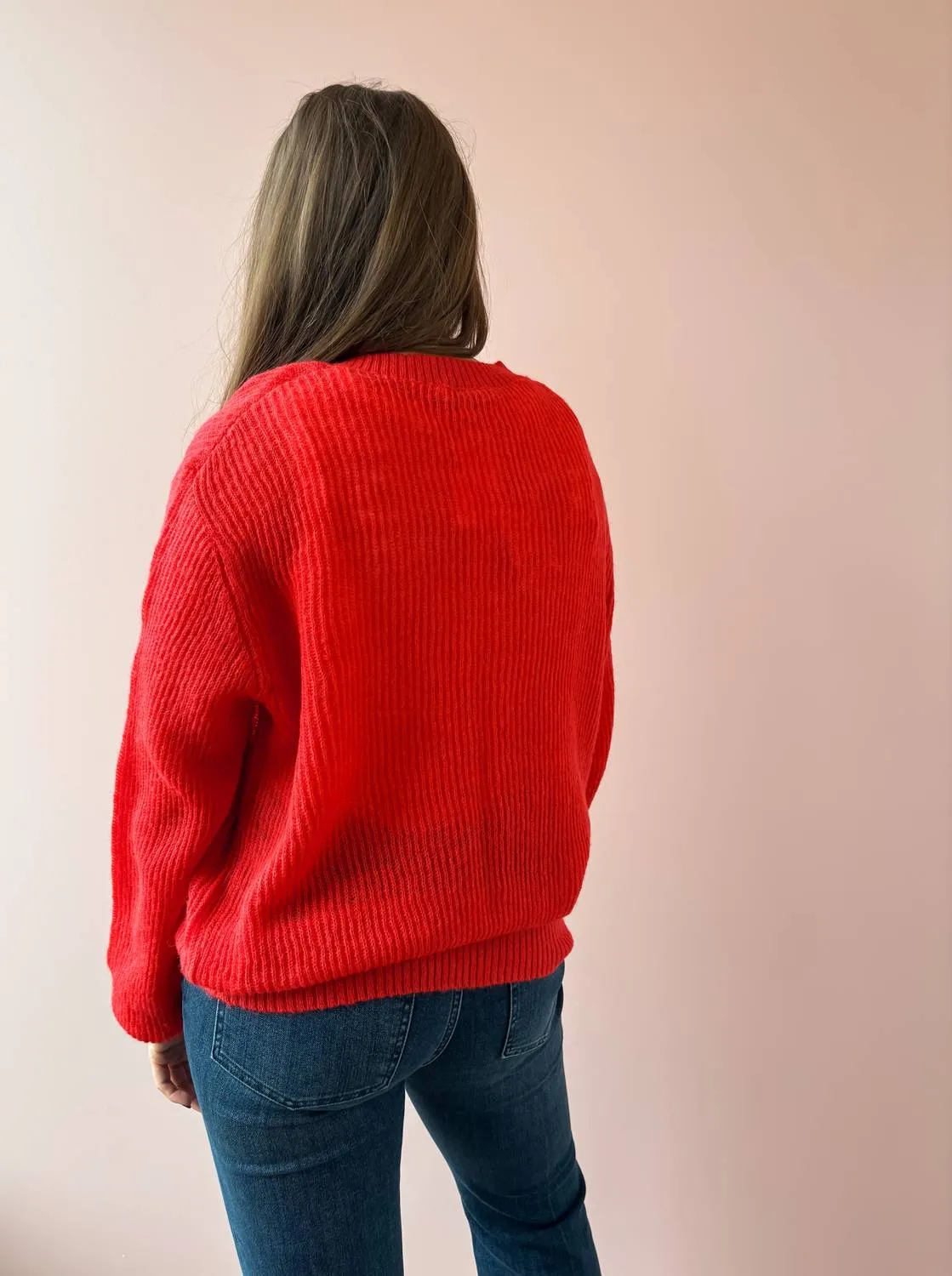 Daphne V Neck Sweater In Red