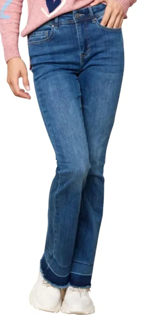 Dark Wash Flare Jeans In Blue/black