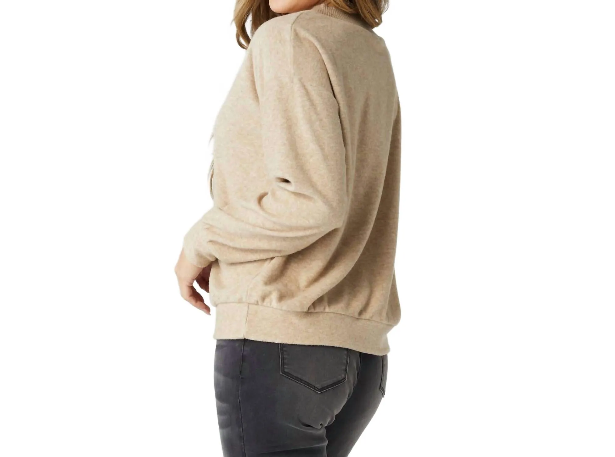 Davy V-Neck Knit Top In Oatmeal