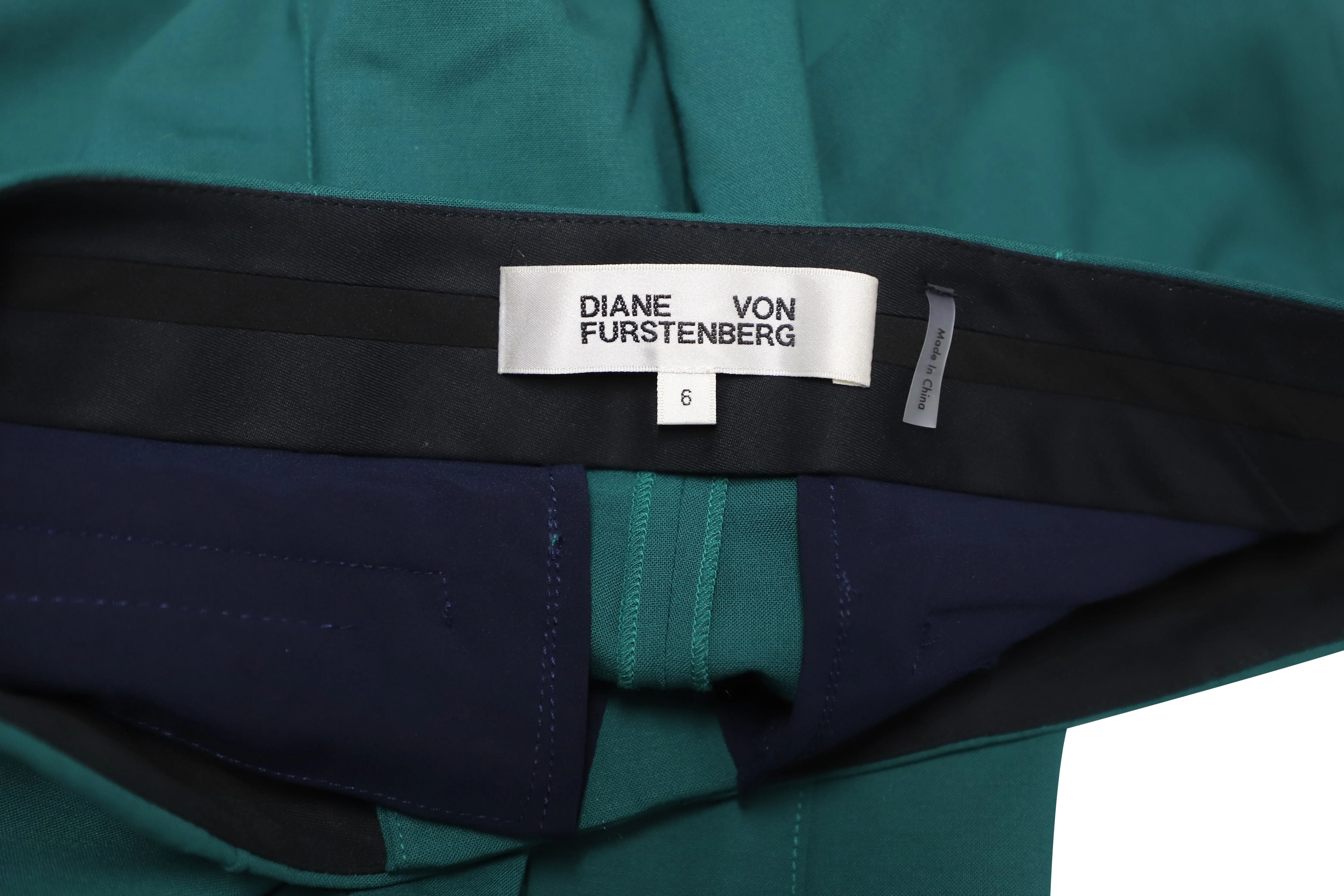 Diane Von Furstenberg Tailored Jeans in Teal Wool