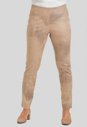 Distressed Faux Leather Annie Pull On Pant In Camel