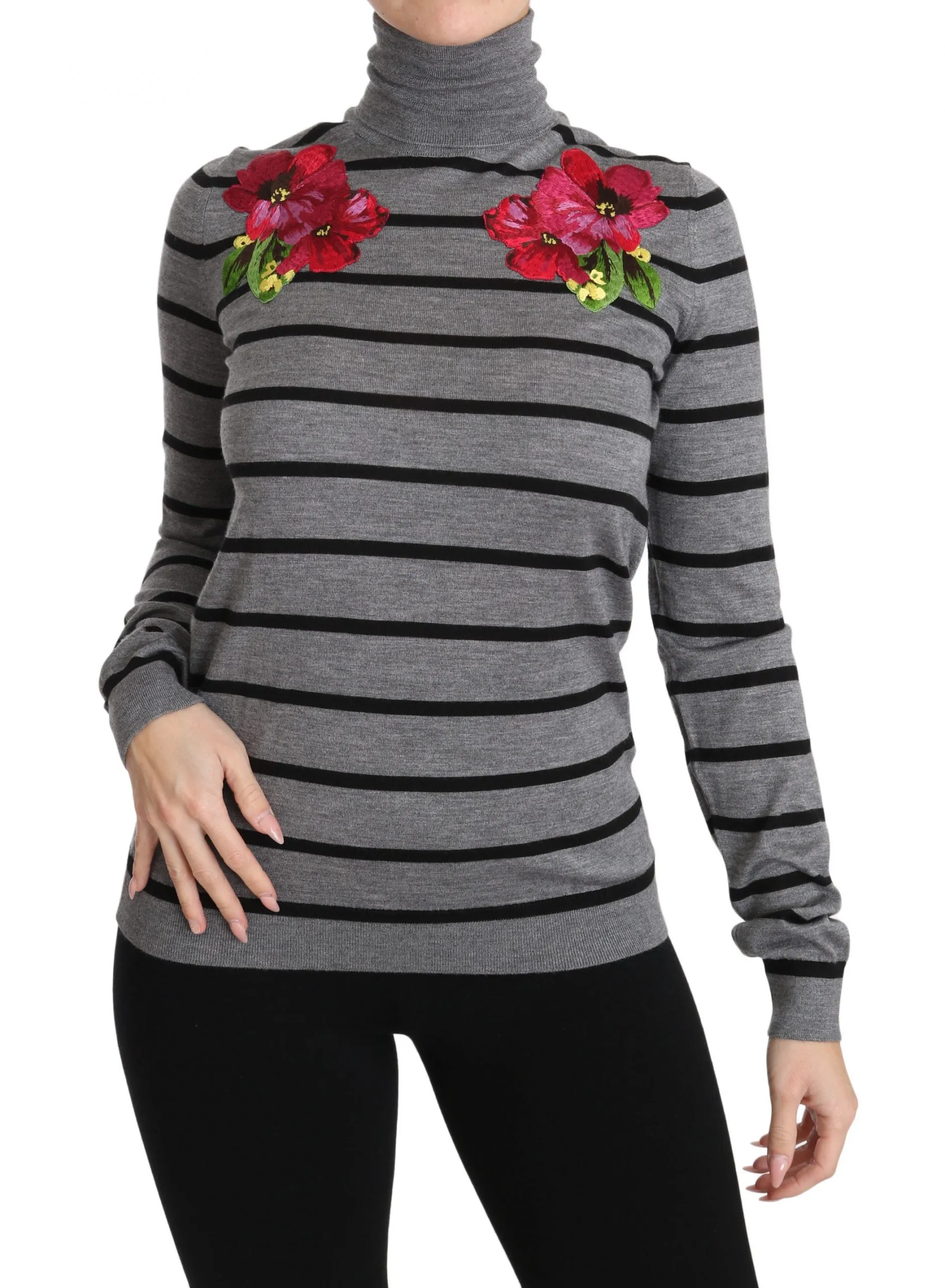 Dolce & Gabbana Elegant Embroide Cashmere-Silk Women's Sweater