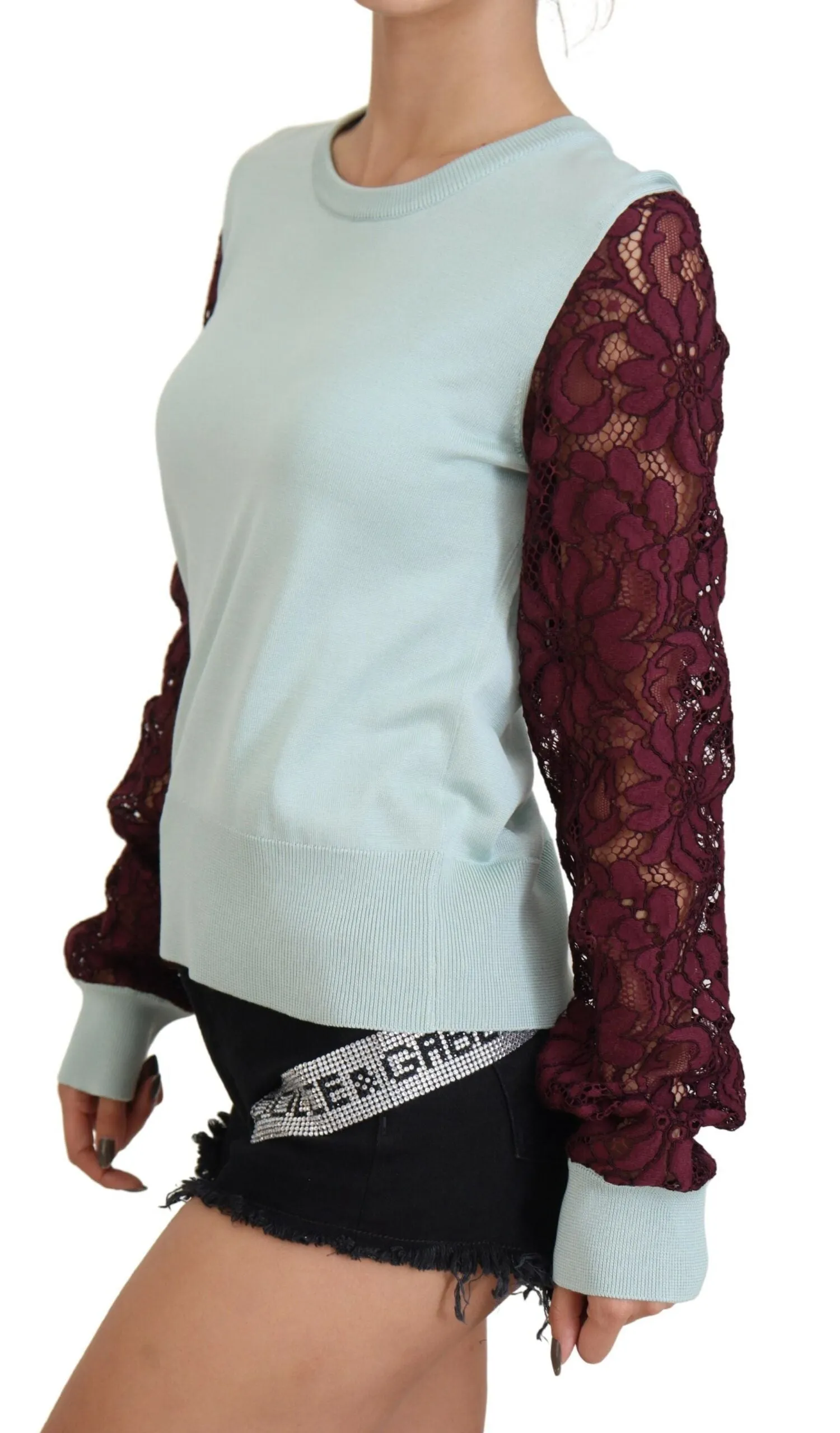 Dolce & Gabbana Elegant Lace Silk Blend Women's Sweater
