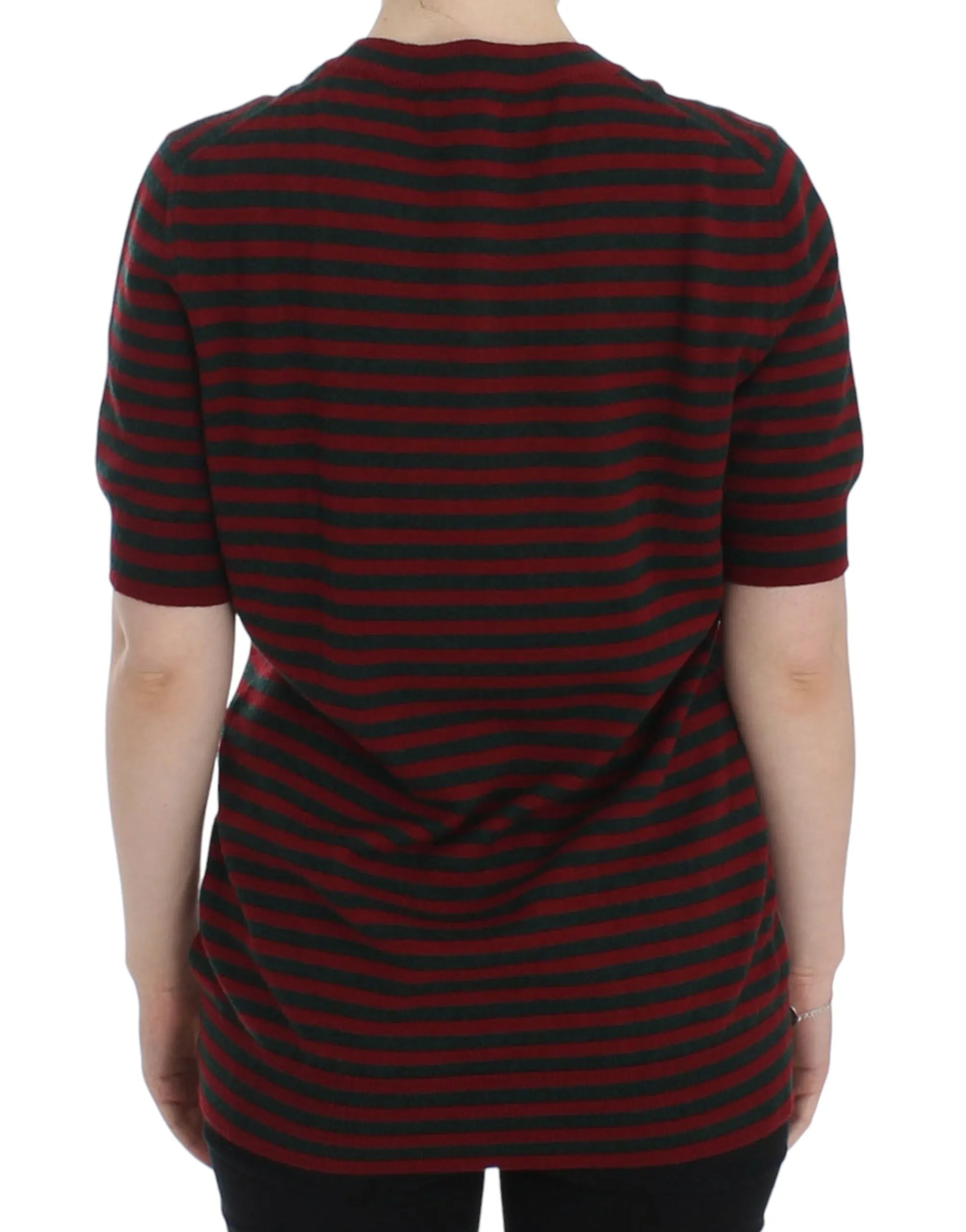 Dolce & Gabbana Elegant Striped Cashmere Crewneck Women's Sweater