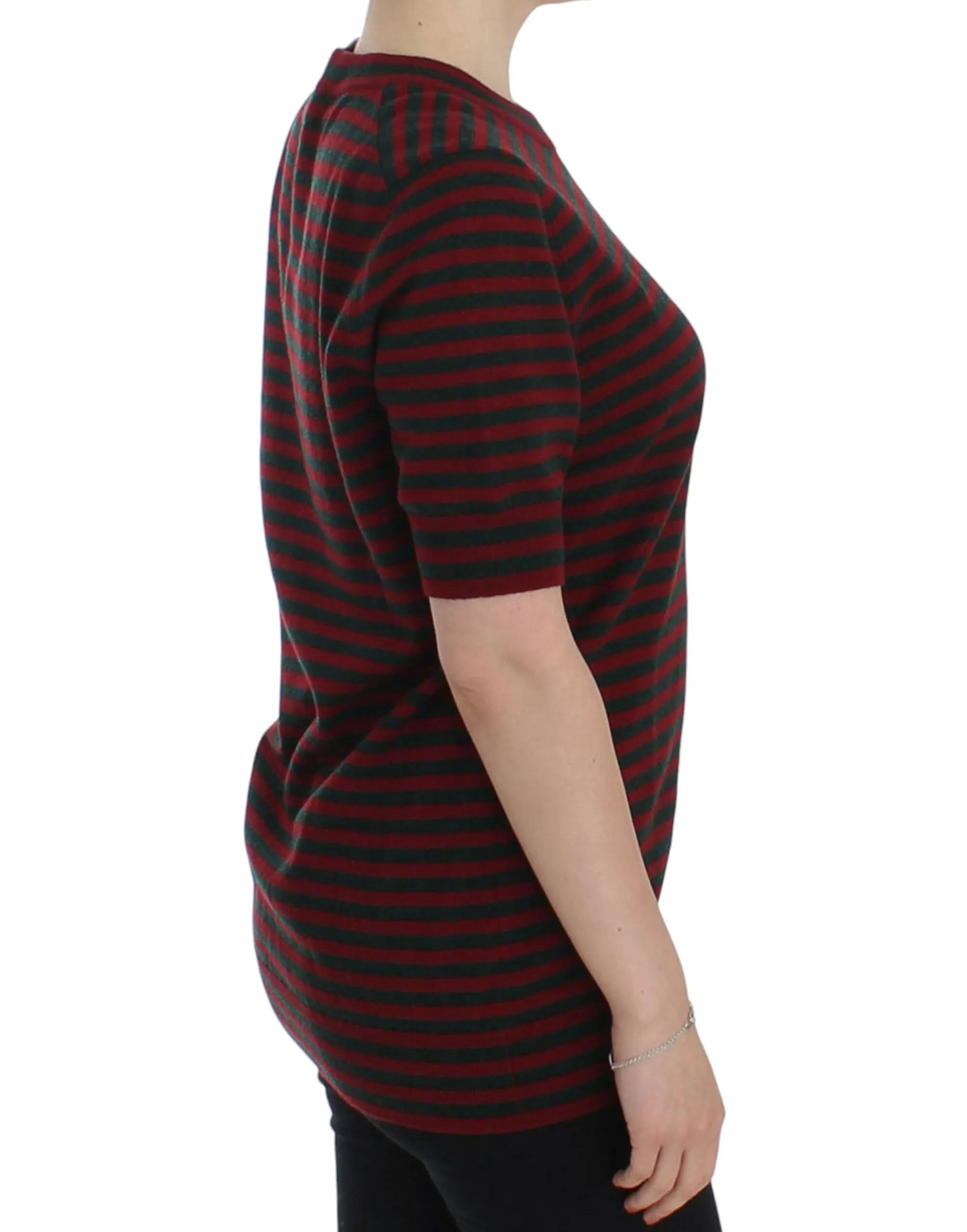 Dolce & Gabbana Elegant Striped Cashmere Crewneck Women's Sweater