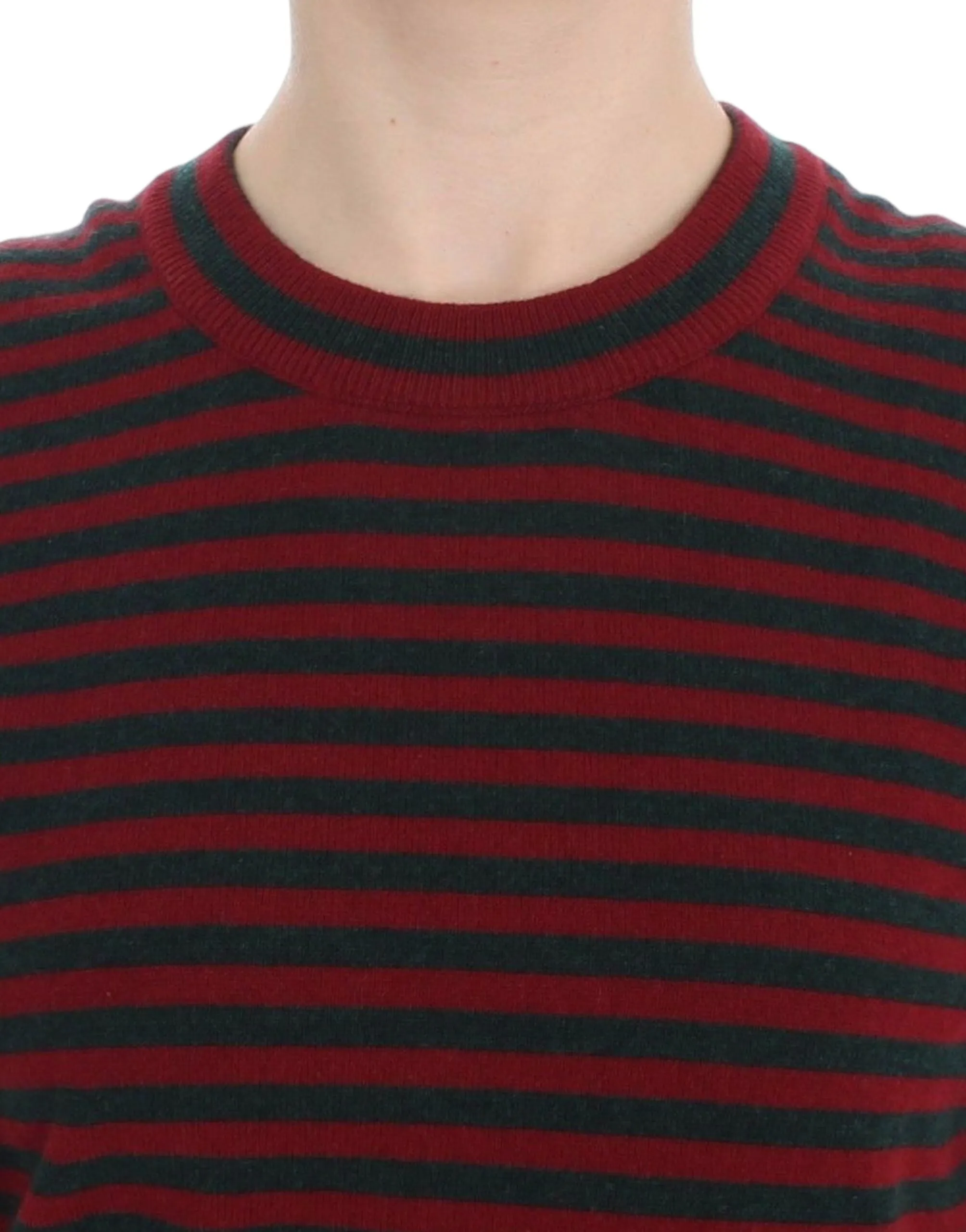 Dolce & Gabbana Elegant Striped Cashmere Crewneck Women's Sweater