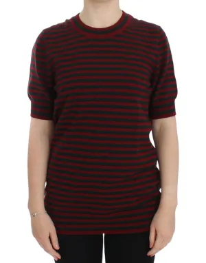 Dolce & Gabbana Elegant Striped Cashmere Crewneck Women's Sweater