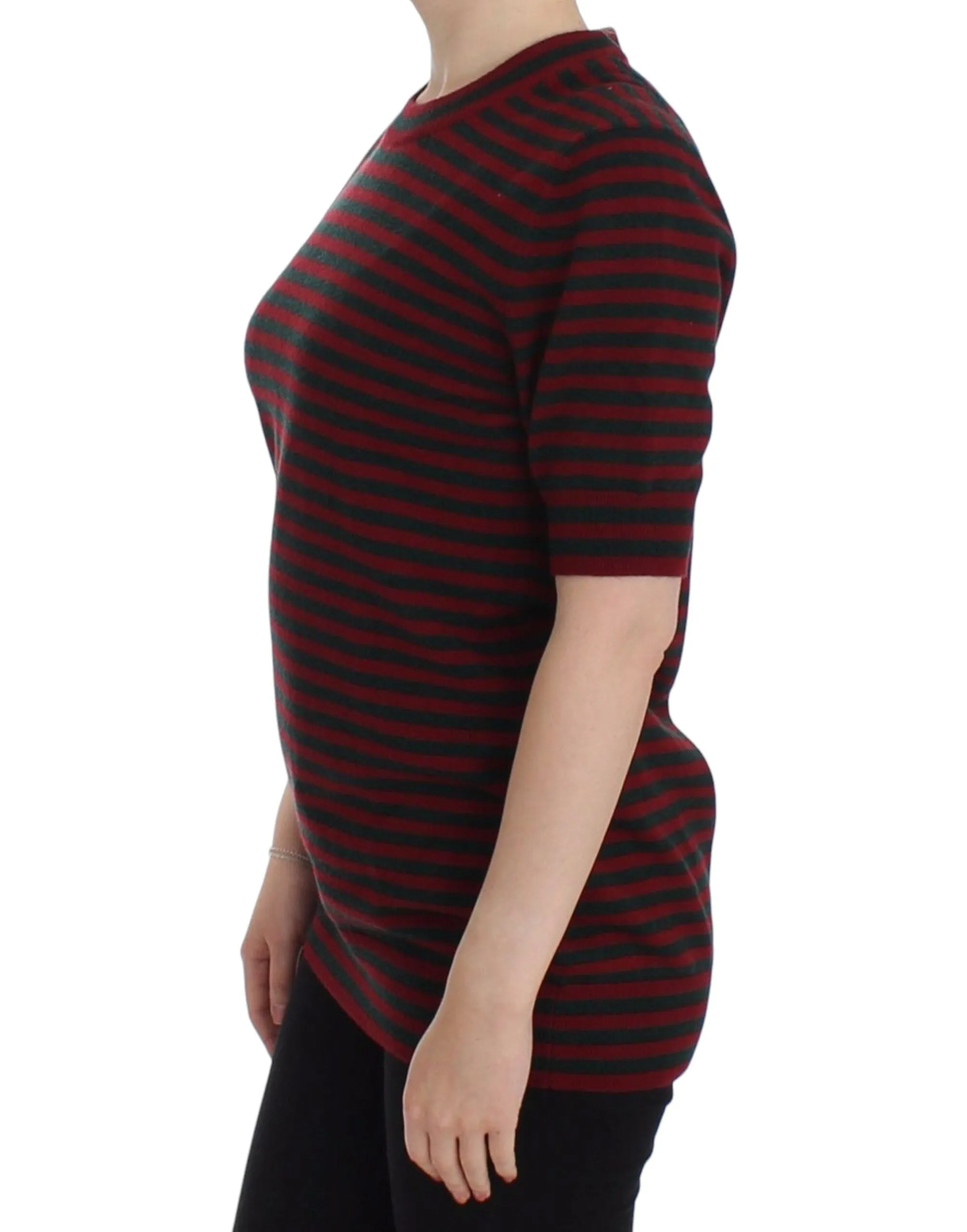 Dolce & Gabbana Elegant Striped Cashmere Crewneck Women's Sweater