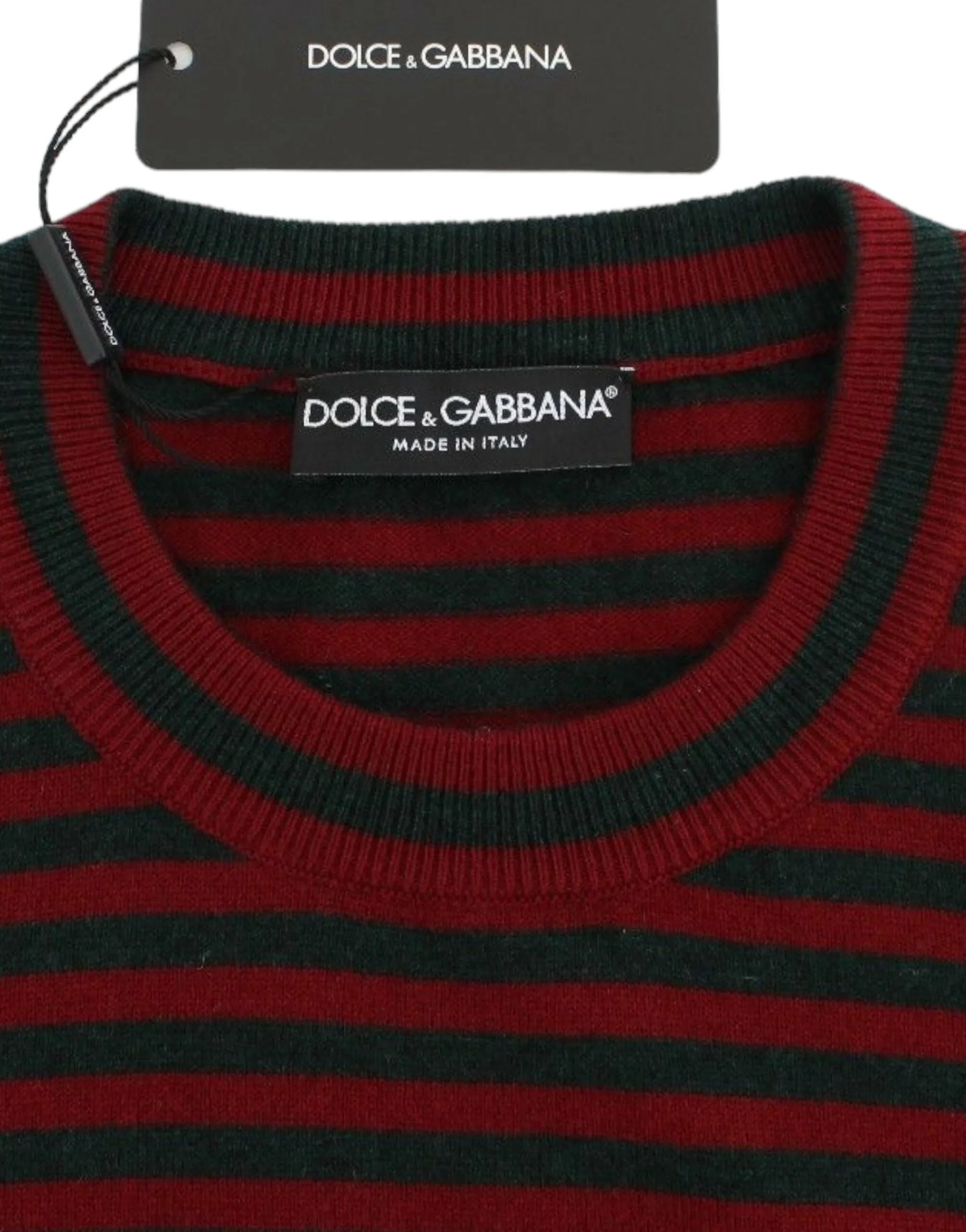 Dolce & Gabbana Elegant Striped Cashmere Crewneck Women's Sweater