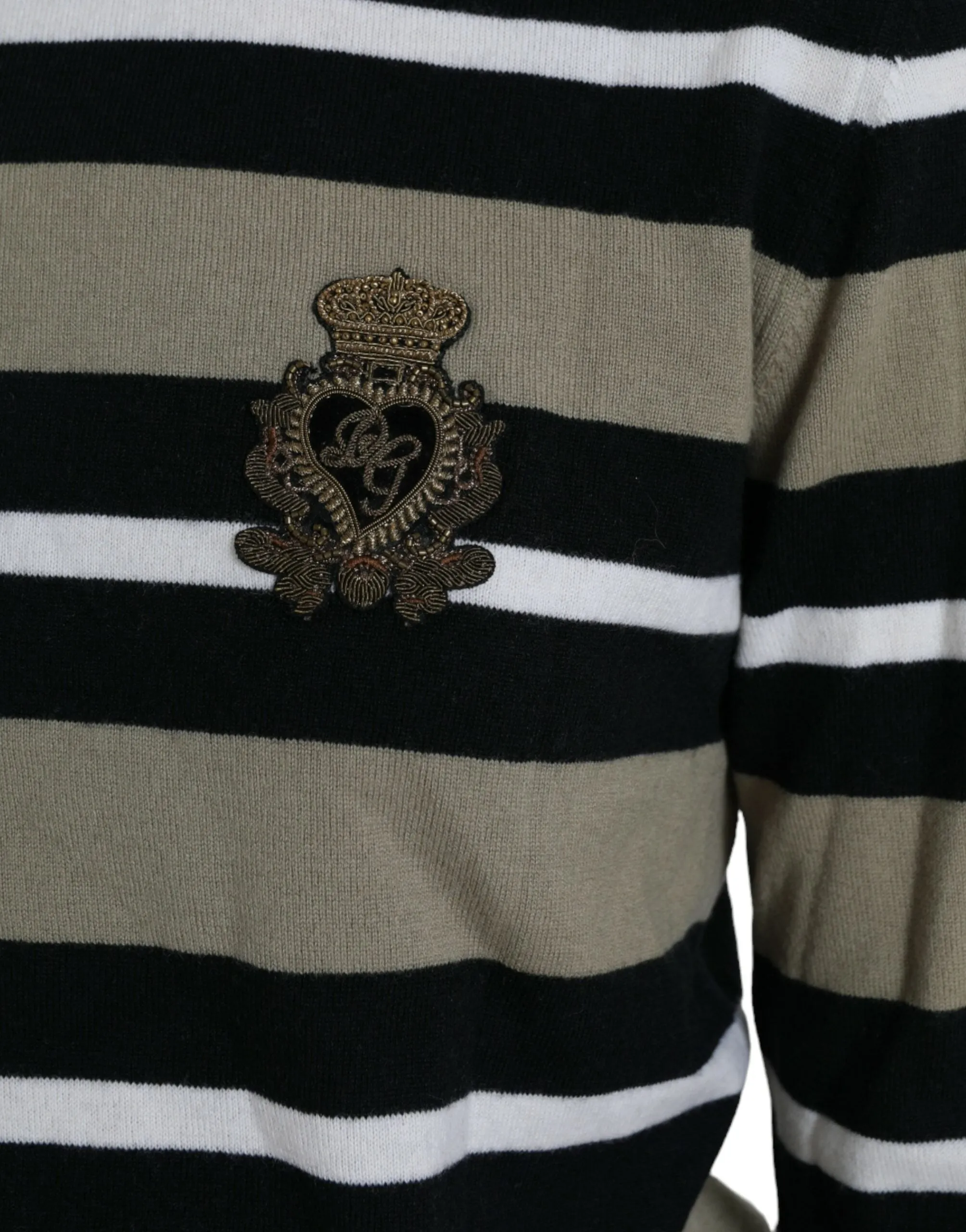 Dolce & Gabbana Elegant Striped Turtleneck Wool Women's Sweater