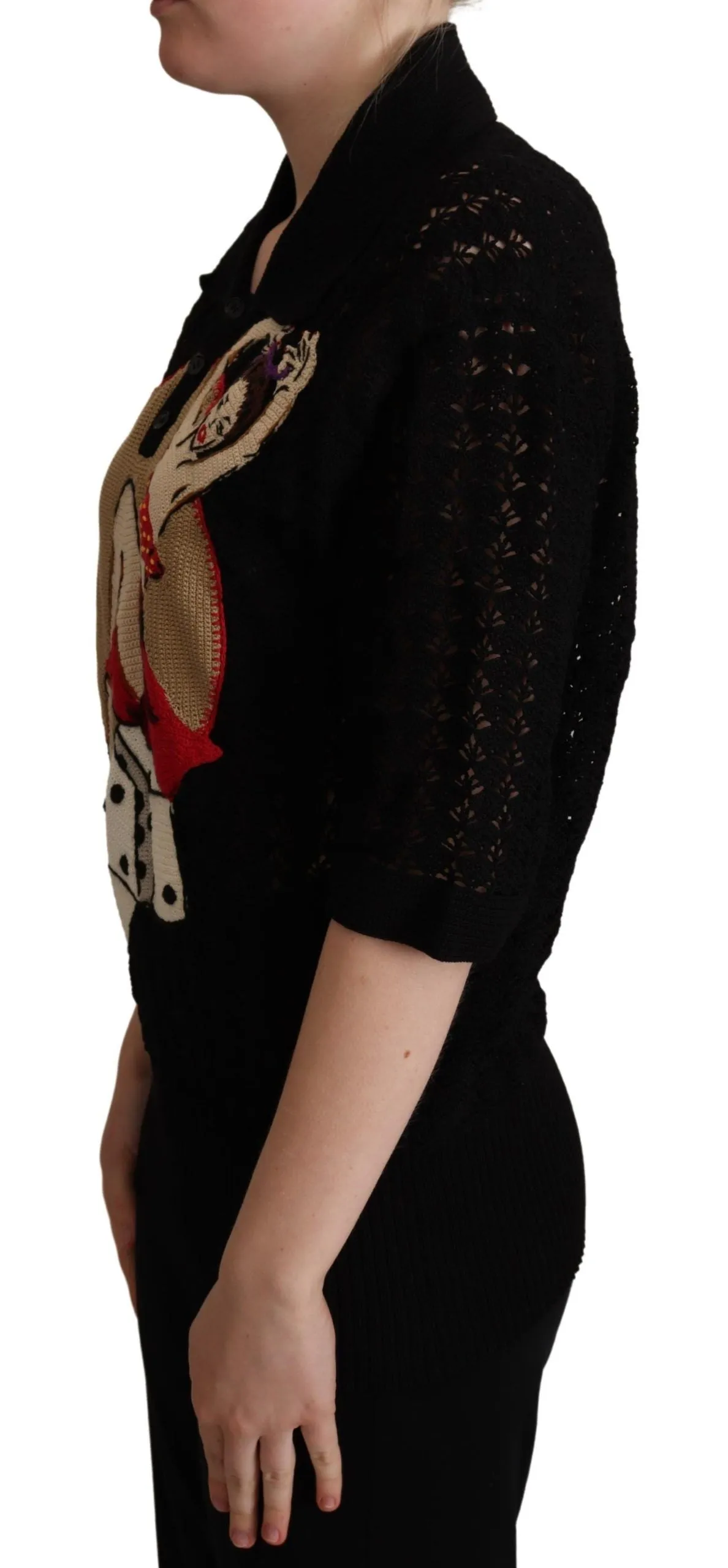 Dolce & Gabbana Embroide Short Sleeve Luxury Women's Sweater