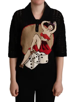 Dolce & Gabbana Embroide Short Sleeve Luxury Women's Sweater