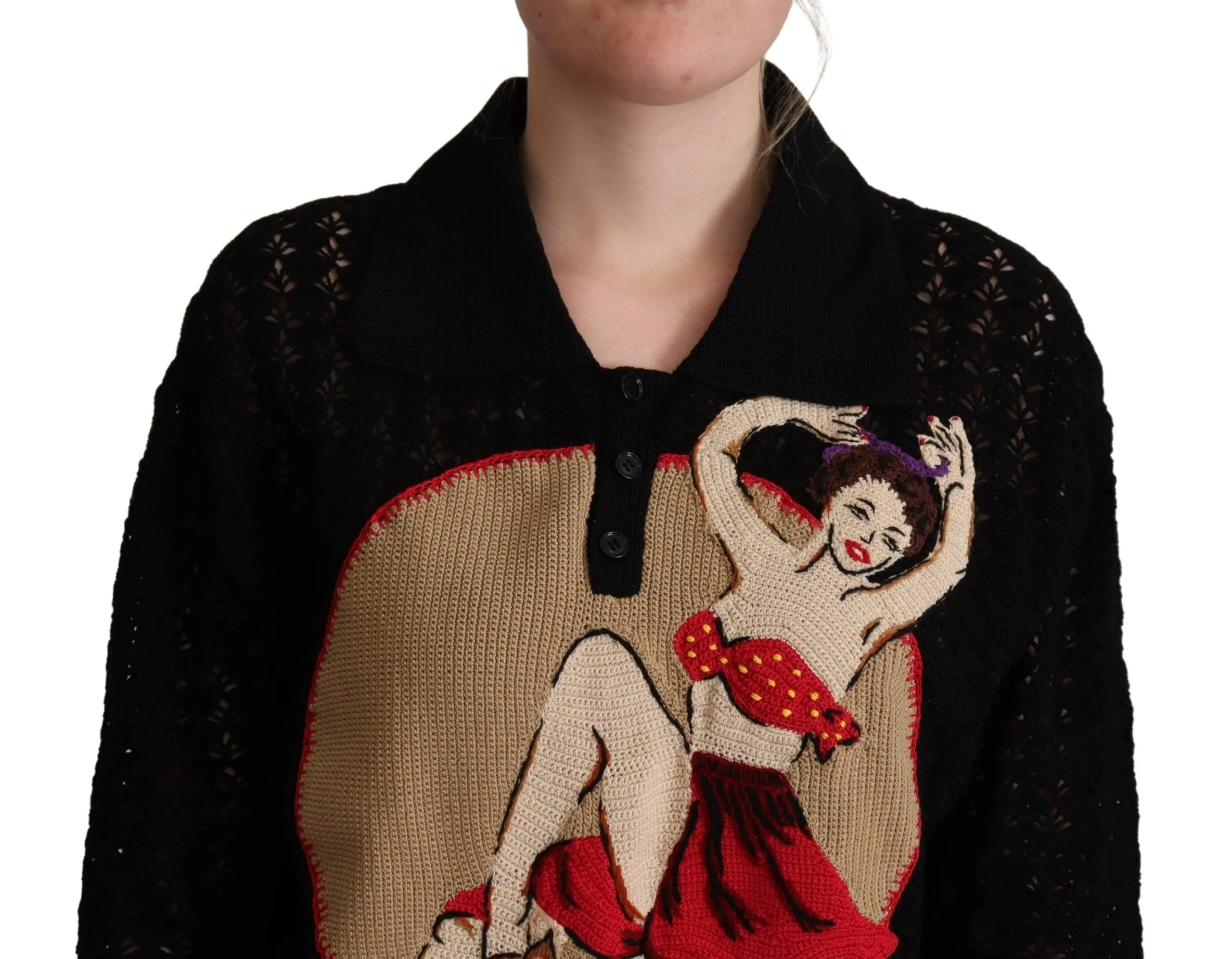 Dolce & Gabbana Embroide Short Sleeve Luxury Women's Sweater
