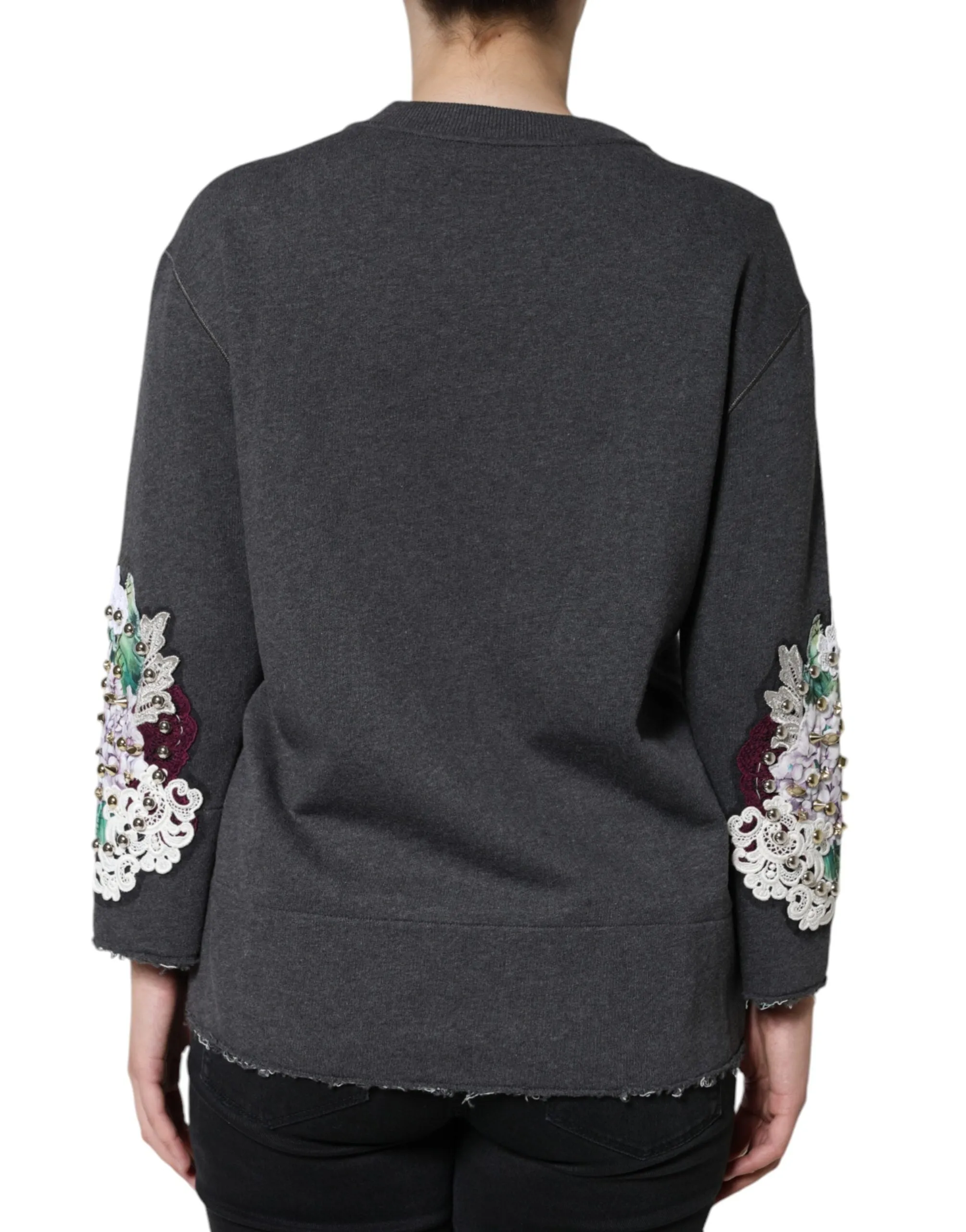 Dolce & Gabbana Hydrangea CollegeStudded Floral Women's Sweater