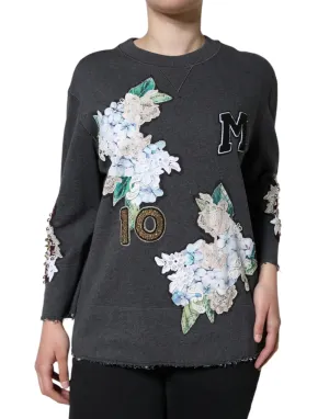 Dolce & Gabbana Hydrangea CollegeStudded Floral Women's Sweater