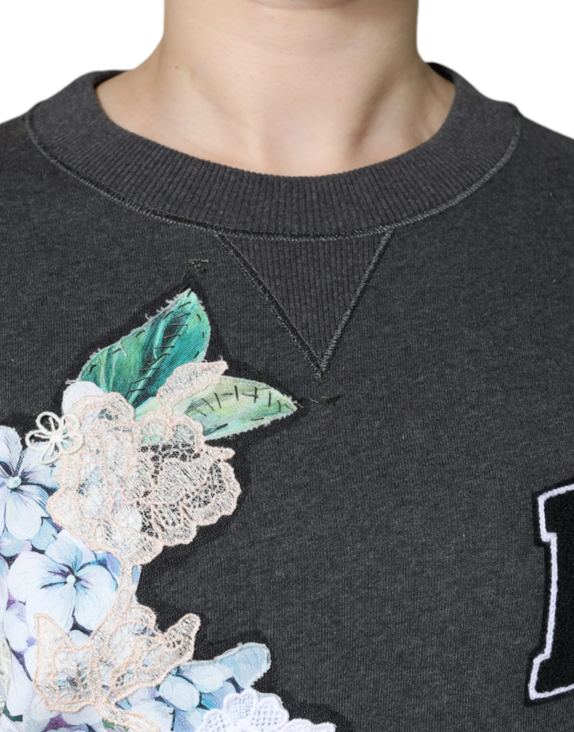 Dolce & Gabbana Hydrangea CollegeStudded Floral Women's Sweater