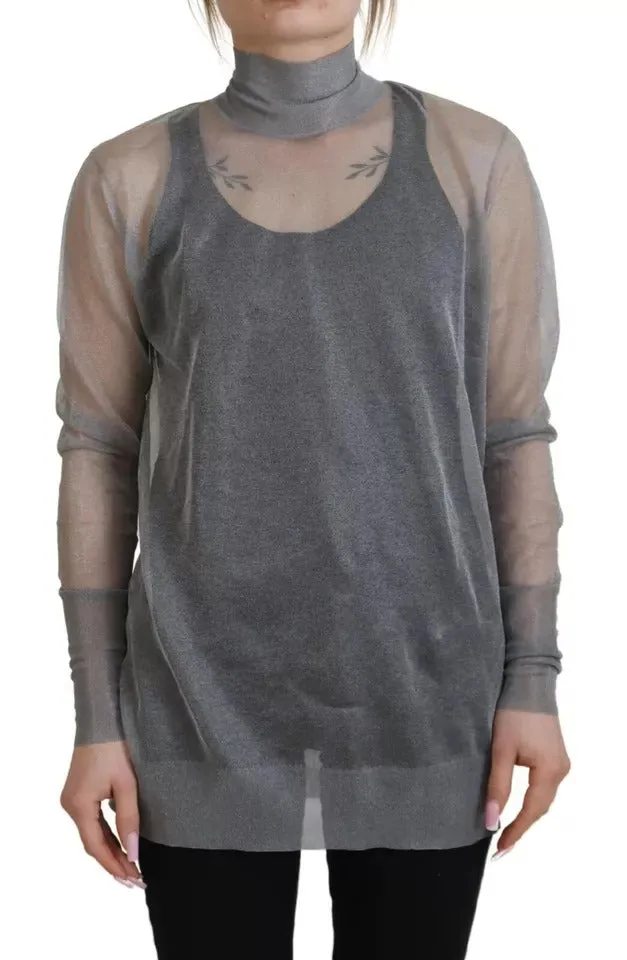 Dolce & Gabbana See Through Turtleneck Pullover Women's Sweater (Pre-Owned)